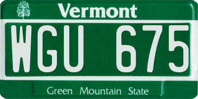VT license plate WGU675