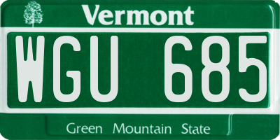 VT license plate WGU685