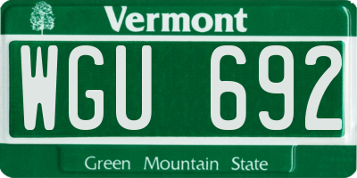 VT license plate WGU692