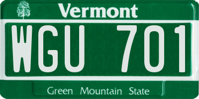VT license plate WGU701