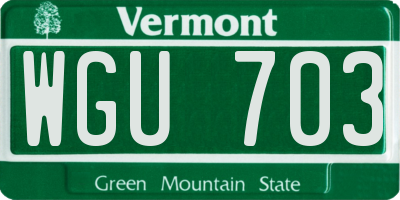 VT license plate WGU703