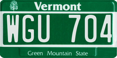 VT license plate WGU704