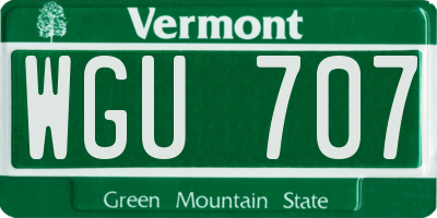 VT license plate WGU707