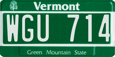 VT license plate WGU714