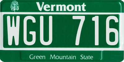 VT license plate WGU716