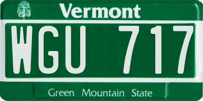 VT license plate WGU717