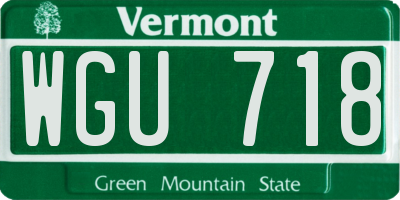 VT license plate WGU718