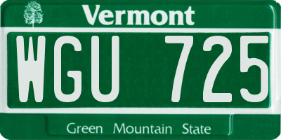 VT license plate WGU725