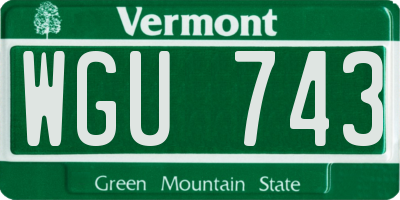 VT license plate WGU743
