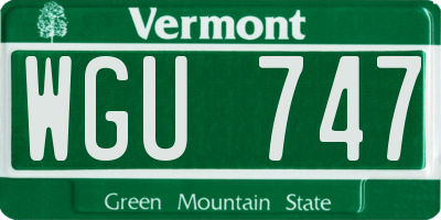 VT license plate WGU747
