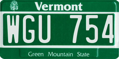 VT license plate WGU754