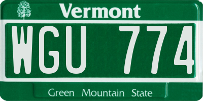 VT license plate WGU774