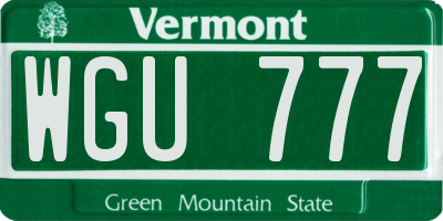 VT license plate WGU777