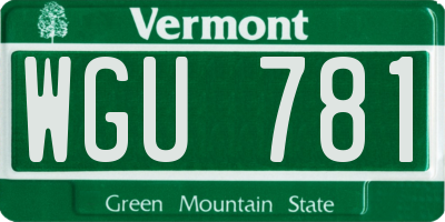 VT license plate WGU781