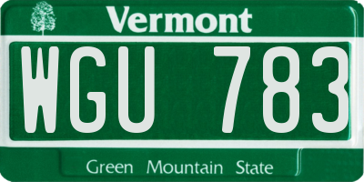 VT license plate WGU783