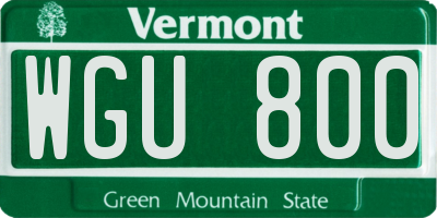 VT license plate WGU800