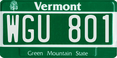 VT license plate WGU801