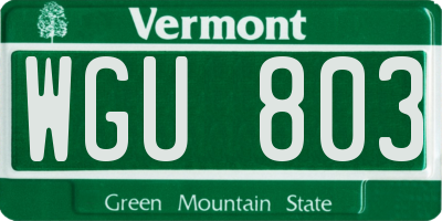 VT license plate WGU803