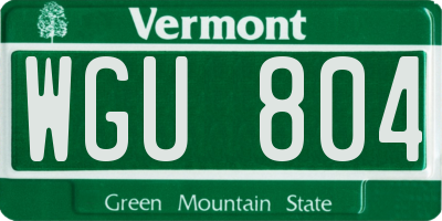 VT license plate WGU804