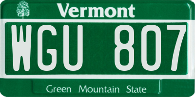 VT license plate WGU807