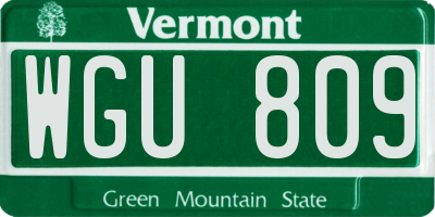 VT license plate WGU809