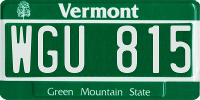 VT license plate WGU815
