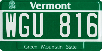 VT license plate WGU816