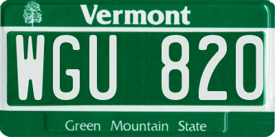 VT license plate WGU820