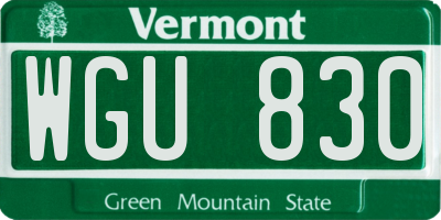 VT license plate WGU830