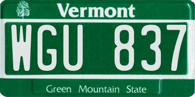 VT license plate WGU837