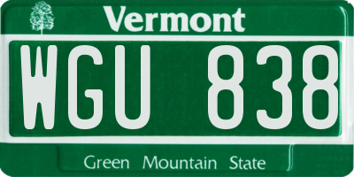 VT license plate WGU838