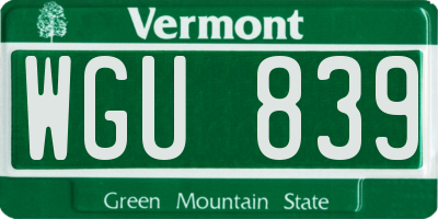 VT license plate WGU839