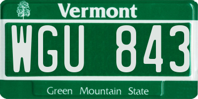 VT license plate WGU843