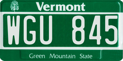 VT license plate WGU845