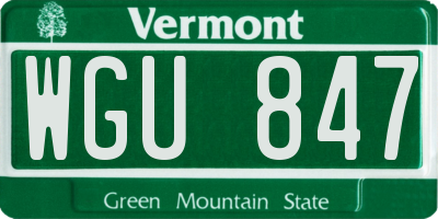 VT license plate WGU847