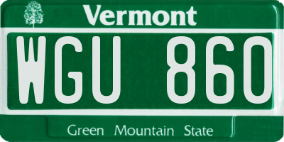 VT license plate WGU860