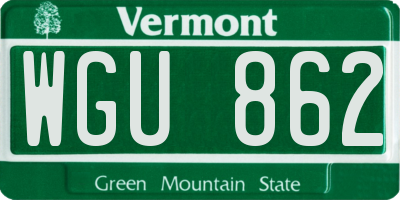 VT license plate WGU862