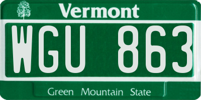 VT license plate WGU863