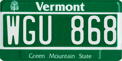 VT license plate WGU868