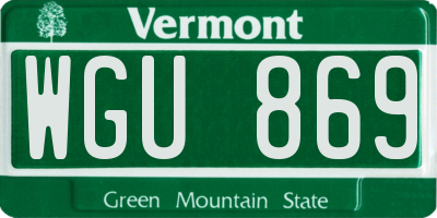 VT license plate WGU869