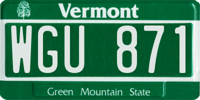 VT license plate WGU871