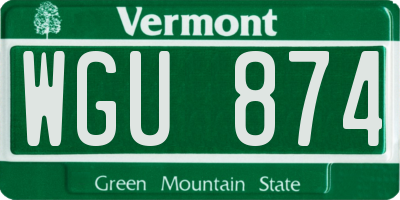 VT license plate WGU874