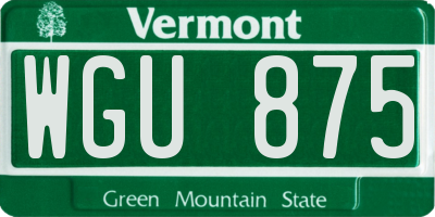 VT license plate WGU875
