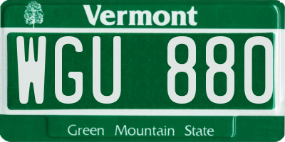 VT license plate WGU880