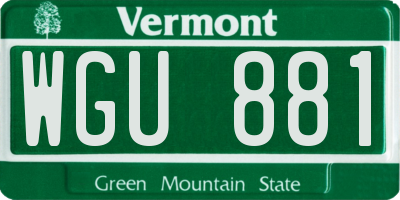 VT license plate WGU881