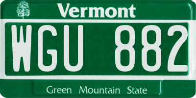 VT license plate WGU882