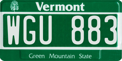 VT license plate WGU883