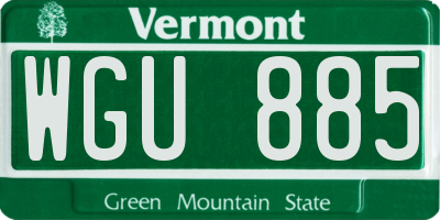 VT license plate WGU885