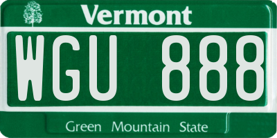 VT license plate WGU888