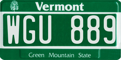 VT license plate WGU889